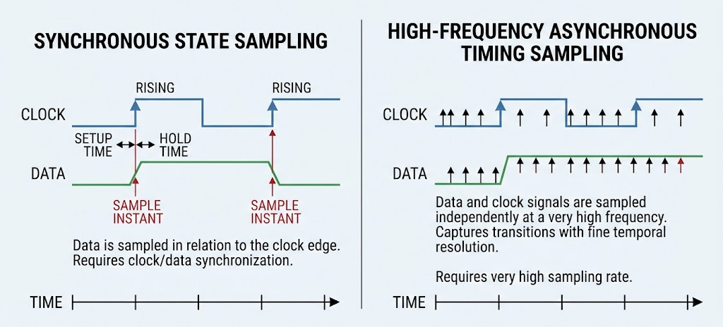 Logic analyzer benchmark setup and architecture comparison